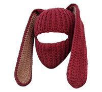 Generico Rabbit Ear Hat Autumn And Winter Neck Knitted Hat (One Size)