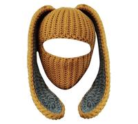 Generico Rabbit Ear Hat Autumn And Winter Neck Knitted Hat (Yellow One Size)