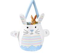 Generico Rabbit Tote Bag Bucket for Egg Hunting, 10x8.6inches Reusable Bunny Tote Bags with Handles, Spring Egg Hunt Party Supplies Candy Container for Boys Girls