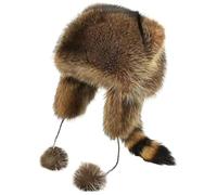 Generico Raccoon Hat, Faux Fur Plush Winter Earflap Hat, Little Cute Protection Adjustable Size for Cold Weather (1 Pc)