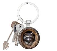 Generico Raccoon Keychain, Tree Hole Animal Pendant, Cute Small Keyring with Tail for Purse, Wallet, Backpack, Women Presents, Travel Accessory, Daily Decoration Charm, Color Brown