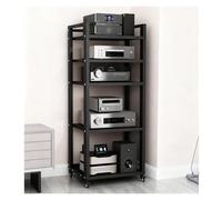 Generico Rack Audio A 5 Ripiani Per Uso Intensivo Con Robusto Telaio In Acciaio E Ripiani In Legno Massello,Supporto Per Impianti Hi-Fi Ad Alta Capacità Per Amplificatori,Giradischi E Diffusori(Nero)
