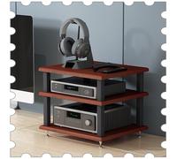 Generico Rack Audio/Video in Teak a 3 Livelli con Ripiani per Console di Gioco - Supporto multimediale HiFi Compatto per Lettori Dvd e componenti - Elegante Soluzione di archiviazione AV per Home The