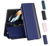 Generico Radujy/Lovreko Luxury Electroplated Leather Magnetic Phone Case, Anti-Fall Leather Case, with Phone Stand and Pen Slot, Flip Cases for Galaxy Z Fold 4/5/6/7 (Blu,Z fold 2)