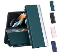 Generico Radujy/Lovreko Luxury Electroplated Leather Magnetic Phone Case, Anti-Fall Leather Case, with Phone Stand and Pen Slot, Flip Cases for Galaxy Z Fold 4/5/6/7 (Verde,Z fold 6)