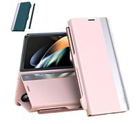 Generico Radujy/Lovreko Luxury Electroplated Leather Magnetic Phone Case with Phone Stand and Pen Slot, Flip Phones Magnetic Pen Slot Case for Galaxy Z Fold7/6/5/4 (for Z Fold 3/W22,Pink)