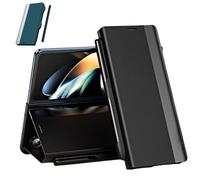 Generico Radujy/Lovreko Luxury Electroplated Leather Magnetic Phone Case with Phone Stand and Pen Slot, Flip Phones Magnetic Pen Slot Case for Galaxy Z Fold7/6/5/4 (for Z Fold 4,Black)