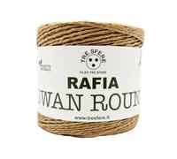 Generico Rafia Swan Round 100% CELLULOSA Naturale 150GR/250MT per Borse, Cappelli, Accessori E LAVORI Handmade, Prodotto Italiano Tre Sfere (Sabbia 01)