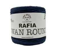 Generico Rafia Swan Round 100% CELLULOSA Naturale 150GR/250MT per Borse, Cappelli, Accessori E LAVORI Handmade, Prodotto Italiano Tre Sfere (Blu 015)