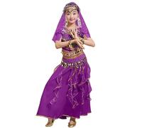 Generico Ragazze Belly Dance Indianodel Costume Ballo InsiemiCarnevale Orientale Ragazzedanze del Ventre Vestiti Bambin Gonna Frange Ragazze Costume Jasmine Bambina (Dark Purple-b, 9-10 Years)