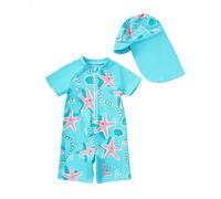 Generico Ragazze Bikini Set - Costume Piscina Donna Costume da Bagno per Bambine 2 Pezzi con Stampa di Anguria e Cuffia da Bagno per Neonati e Bambini (Blue 6-12 Months)