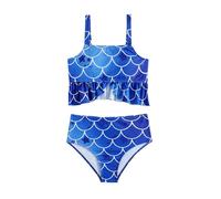 Generico Ragazze Bikini Set Due Pezzi - Costume da Bagno per Bambini a Due Pezzi alla Moda con sfumatura di Bellezza a Squame di Pesce Principessa Bikini per Ragazze Carine (Blue 7-8 Years)