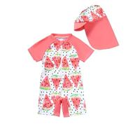Generico Ragazze Bikini Set Mode - Costume da Bagno per Ragazzi E Ragazze Costume da Bagno per Bambine 2 Pezzi con Stampa di Anguria e Cuffia da Bagno per Neonati e Bambini (Watermelon Red 2-3 Years)
