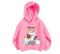Generico Ragazze Felpa con Cappuccio Manica Lunga,Felpa Senza Girocollo Pullover Ampia a Maniche Lunghe Casual Scuola Cappotto Ultra Morbida Oversize per Bambine e 4-15 Anni