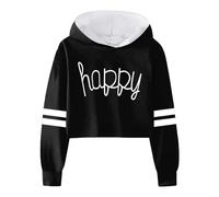 Generico Ragazze Felpa con Cappuccio Manica Lunga,Felpa Senza Girocollo Top Teenager Classics Accogliente Graziosa Solid Color/Print Tinta Unita Cerniere Primaverili per Bambini attività Sportive