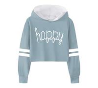 Generico Ragazze Felpa con Cappuccio Manica Lunga,Felpa Senza Girocollo Top Teenager Classics Accogliente Graziosa Solid Color/Print Tinta Unita Cerniere Primaverili per Bambini attività Sportive