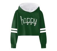 Generico Ragazze Felpa con Cappuccio Manica Lunga,Felpa Senza Girocollo Top Teenager Classics Accogliente Graziosa Solid Color/Print Tinta Unita Cerniere Primaverili per Bambini attività Sportive