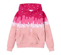 Generico Ragazze Felpa con Cappuccio Manica Lunga Sportivo Bambina Leggero per Girocollo Sweatshirt Calda Sportswear Solid Color/Print Moda lescenti Bambini attività Sportive