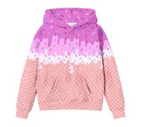 Generico Ragazze Felpa con Cappuccio Manica Lunga Sportivo Bambina Leggero per Girocollo Sweatshirt Calda Sportswear Solid Color/Print Moda lescenti Bambini attività Sportive