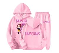 Generico Ragazze K Pop Huntr/X Tuta Felpa con Cappuccio e Pantaloni Abbigliamento Set 2 Pezzi Pop De-Mon H-Hunters Moda Completo Tute da Sportiva Anime Tracksuit Y2K per Bambino 2-14 Anni
