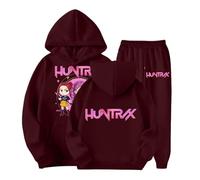 Generico Ragazze K Pop Huntr/X Tuta Felpa con Cappuccio e Pantaloni Abbigliamento Set 2 Pezzi Pop De-Mon H-Hunters Moda Completo Tute da Sportiva Anime Tracksuit Y2K per Bambino 2-14 Anni