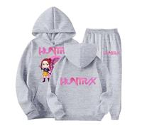 Generico Ragazze K Pop Huntr/X Tuta Felpa con Cappuccio e Pantaloni Abbigliamento Set 2 Pezzi Pop De-Mon H-Hunters Moda Completo Tute da Sportiva Anime Tracksuit Y2K per Bambino 2-14 Anni