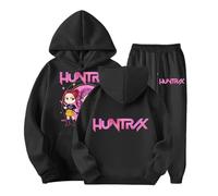 Generico Ragazze K Pop Huntr/X Tuta Felpa con Cappuccio e Pantaloni Abbigliamento Set 2 Pezzi Pop De-Mon H-Hunters Moda Completo Tute da Sportiva Anime Tracksuit Y2K per Bambino 2-14 Anni