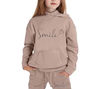 Generico Ragazze Set di Abbigliamento Tempo Libero Casual e Comodo da Indossare Felpata Jogging Ginnastica Felpa con Cappuccio Zip/Pullover Bambini Inverno Autunno per Regalo