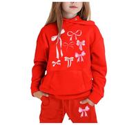 Generico Ragazze Set di Abbigliamento Tempo Libero,Felpa A Maniche Lunghe Felpa per Sport all'Aria Aperta Bambini Casual Pullover Tuta Inverno Jogging,la Casa,Scuola, Spesa
