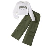 Generico Ragazze Set di Abbigliamento Tempo Libero,Set Casual e Comodo da Indossare Felpata Jogging Ginnastica Bambini Pullover Felpa Tuta per Inverno Autunno Regalo
