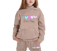 Generico Ragazze Set di Abbigliamento Tempo Libero,Top E Pantaloni Kids Felpa per Sport all'Aria Aperta Abito da Bambina Chic Ed Elegante Jogger Tuta Taglie Forti 2-14 Anni Completo