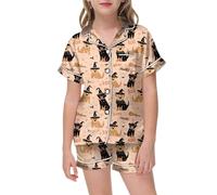 Generico Ragazzi E Ragazze Pigiama Halloween Halloween da Notte con Stampa Carino A Cartoni Set Camicia Abbottonata Colorato Biancheria per Giocare Indossare Sleepwears
