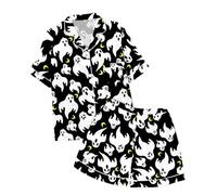 Generico Ragazzi E Ragazze Pigiama Halloween Pajamas Due Pezzi con Stampe Che Si Illumina al Buio Costume A Zucca Stampato Set Colorato Biancheria da Notte Vestiti per Giocare Indossare Sleepwears