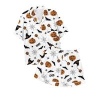 Generico Ragazzi E Ragazze Pigiama Halloween Pajamas Due Pezzi con Stampe Che Si Illumina al Buio Costume A Zucca Stampato Set Colorato Biancheria da Notte Vestiti per Giocare Indossare Sleepwears