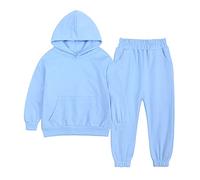 Generico Ragazzo Tuta in Felpa Sportiva Completo T Shirt Pantalone da Calcio Giacche E Pantaloni con Tasca 2 Pezzi Unisex Modelli Bambini Moda Manica Lunga Set di Felpe 3-15 Anni