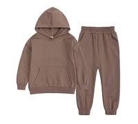 Generico Ragazzo Tuta in Felpa Sportiva Completo T Shirt Pantalone da Calcio Giacche E Pantaloni con Tasca 2 Pezzi Unisex Modelli Bambini Moda Manica Lunga Set di Felpe 3-15 Anni