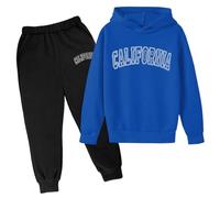 Generico Ragazzo Tuta in Felpa Sportiva Felpata Jogging Ginnastica Ragazzi E Pantaloni da Maniche Lunghe Girocollo con Cappuccio Set Autunno Inverno Outfit Tute Sportive Bambini 2-14 Anni