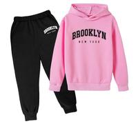 Generico Ragazzo Tuta In Felpa Sportiva Ragazzi Con Cappuccio Set Da Calcio Completo 2 Pezzi Costume Ragazze Abbigliamento Bambini Inverno Primavera