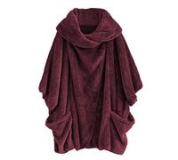 Generico Rain Coat Donna Giubbino 100 Gr Donna Antipioggia Cardigan Bavero Giacca Manica Double- Da In Peluche Cappotto Grande Taglie Forti Giacca Mezza Stagione Felpa Lunga Red L
