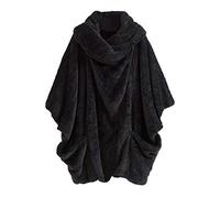 Generico Rain Coat Donna Giubbino 100 Gr Donna Antipioggia Cardigan Bavero Giacca Manica Double- Da In Peluche Cappotto Grande Taglie Forti Giacca Mezza Stagione Felpa Lunga Black L