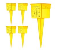 Generico Rain Measure Gauge with Stake - Wide Mouth Square Sprinkler Catch Cups, Portable Yellow Garden Rain Gauge for Outdoor Water Measuring & Lawn Irrigation