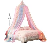 Generico Rainbow Princess Bed Canopy Breathable Nettings Bedroom Play Decor