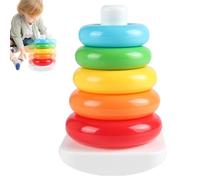 Generico Rainbow Stacking Rings Toy, Educational Colorful Stacker, Building Ring Tower Set, Learning Toys for, Motor Skill Development Feature, Kids, Girls, Boys, Home, 20.9/13.6/13.1 Inches