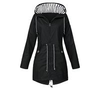 Generico Rains Impermeabile Donna, Giacca a Vento Donna Invernale, con Cappuccio a Vento con Tasche Giubbotto Impermeabile Antivento Classica Montagna Antipioggia Giacca Invernale Cappotto Outdoor
