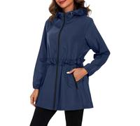 Generico Rains Impermeabile Donna, Giacca a Vento Donna Invernale, Leggera Cappuccio Lungo All'aperto Giacca a Vento Impermeabile Zip Corsa Campeggio Viaggi Antipioggia Giacca All'aperto