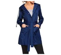 Generico Rains Impermeabile Donna, Giacca a Vento Donna Invernale, Leggera Giacca a Vento Lungo Antivento Trench Impermeabile Cappotto con Cappuccio Raincoat Cappotto Outdoor