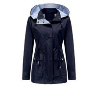 Generico Rains Impermeabile Donna, Giacca a Vento Donna Invernale, Portatile Outdoor Giacche di Impermeabile Zip Cappotto da Antipioggia Trekking Giacca Cappuccio con Tasche Cappotto Outdoor