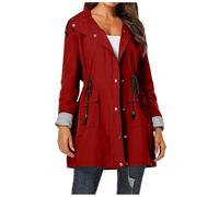 Generico Rains Impermeabile Donna, Giacca a Vento Donna Primaverile, con Cappuccio a Vento con Tasche Giubbotto Impermeabile Antivento Classica Montagna Antipioggia Giacca Invernale Cappotto Outdoor