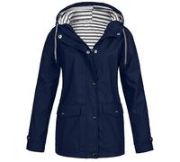 Generico Rains Impermeabile Donna, Trench Donna Invernale, con Cappuccio E Tasche Trekking Leggero Antivento Impermeabile Montagna Giacca a Vento Antipioggia per attività All'aperto