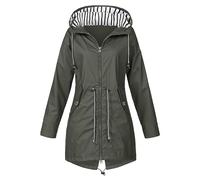 Generico Rains Impermeabile Donna, Trench Donna Lungo, con Cappuccio Giacca a Vento Leggera Maniche Lunghe con Zip E Coulisse Impermeabile con Tasche Cappotto Invernale All'aperto